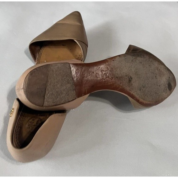 Tory Burch Womens Size 8M Viv Nude Leather D'orsay Pointed Flat Shoes - Picture 3 of 7